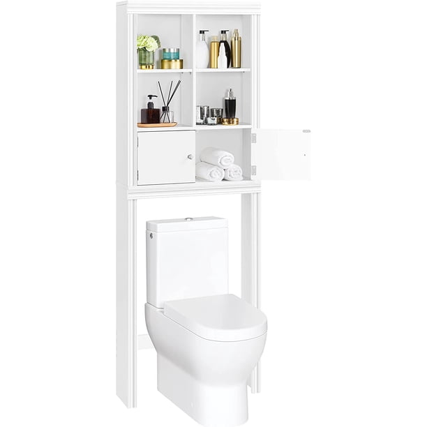 Over The Toilet Storage with 4 Open Storage Compartments and 2 Doors