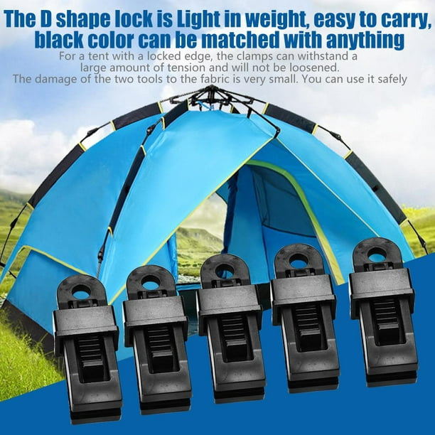 Sonew Camping Accessories,Tent Clip,5 Sets/Pack Tent Clip + D-shape Lock  Tents Awning Clamp for Outdoor Camping Accessories 