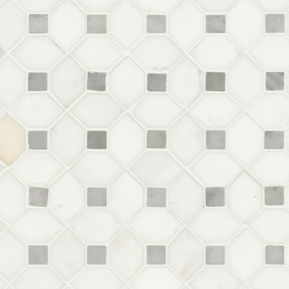 MSI Bianco Dolomite Dotty 12.31 in. x 12.36 in. Marble Mesh-Mounted Mosaic Tile (10.6 Sq. ft./Case)