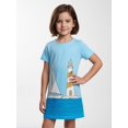 thumbnail image 3 of Girls Soft Smart Short Sleeve Dress Casual Fit Crew Neck Casual Sundress for Little Girls Age 5-10, 3 of 6