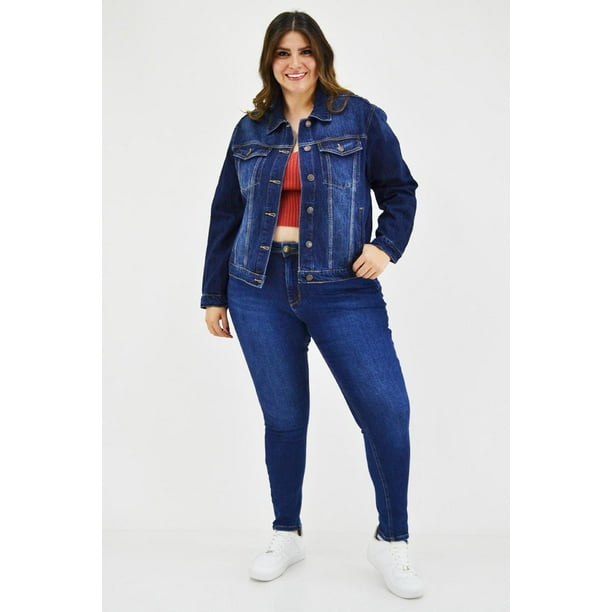 Chamarra denim clasica Tallas Extras 6476 Dark azul 38 Roman Fashion CH BAL 6476 DARK Walmart en linea