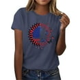 thumbnail image 4 of Women's T-shirts Short Sleeves Round Neck Simple Graphic Pattern Lightweight Soft Tops T-shirts for Independence Day Fourth of July Women's Beach Outfits Ship in 2 Days, 4 of 7