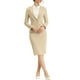 thumbnail image 1 of Conjuntos de traje para mujer INSPIRE CHIC, blazers de manga larga y falda lápiz, dos piezas, atuendos de trabajo, caqui claro, 3XL, 1 of 6