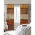 thumbnail image 2 of Farmhouse Burnt Orange Brown Blackout Curtains for Bedroom, Thermal Insulated Window Treatment, Vintage Wooden Striped Grommet Top Blackout Draperies and Drapes for Basement 27.5"x39" 2 Panels, 2 of 8