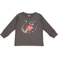 thumbnail image 3 of Inktastic Cute Smiling Valentine's Day Otter with Heart Boys or Girls Long Sleeve Toddler T-Shirt, 3 of 5