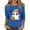 Blue, variant on Halloween Tops for Women, 3/4 Sleeve Round Neck with Witch Moon Print, Casual Fall Tunic Blouse,Black S