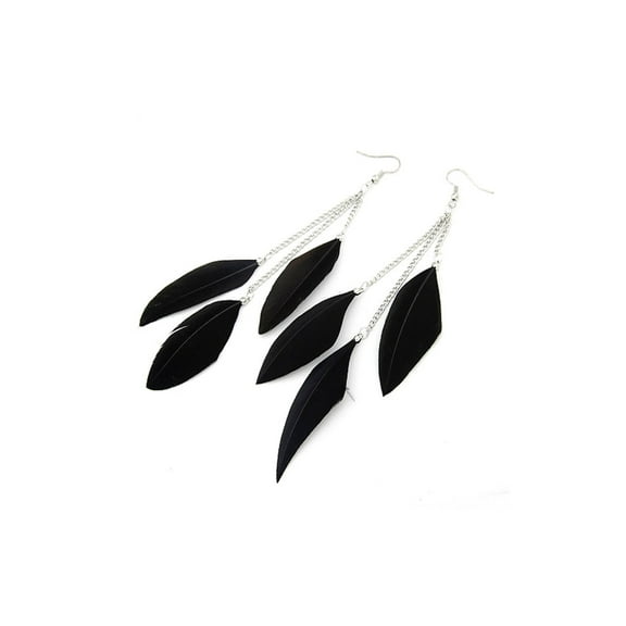 DESIGNICE Earrings,Fashionable Feather Design Helix Earrings,Unique Charm Stylish Ear Cuffs,Black