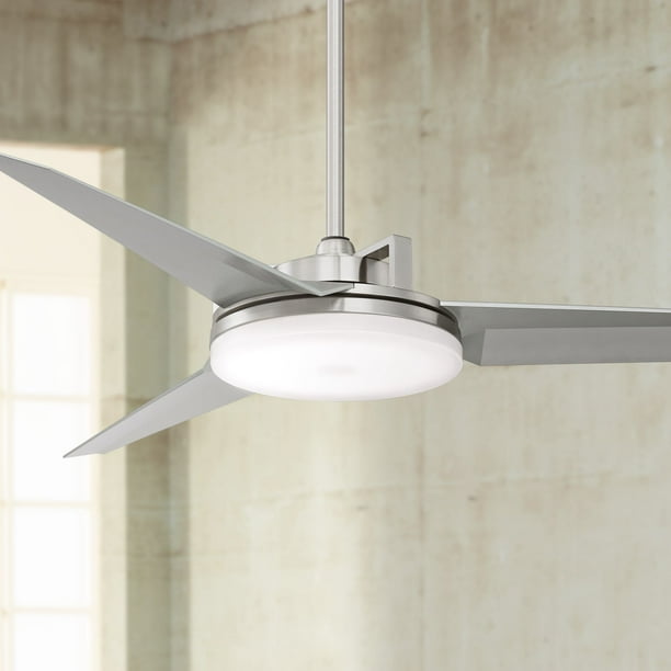 52 Casa Vieja Modern Ceiling Fan With Light Led Dimmable Remote Control Brushed Steel For Bedroom Kitchen Living Room Dining Walmart Com Walmart Com