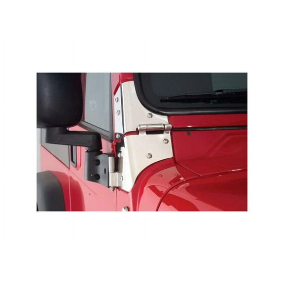 Rampage by RealTruck Door Hinges for Jeep Wrangler/CJ | Polished, Stainless Steel | 7403 | Compatible with 1976 - 1995 Jeep CJ & Wrangler