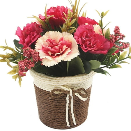 Outgeek Artificial Flowers Elegant Carnations Fake With Outgeek Artificial Flowers Elegant Carnations Fake With Basket Fl Decorations For Home Living Room Bedroom