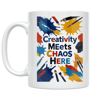Creativity Meets Chaos Here - Art Enthusiast - 11 oz Ceramic Coffee Mug
