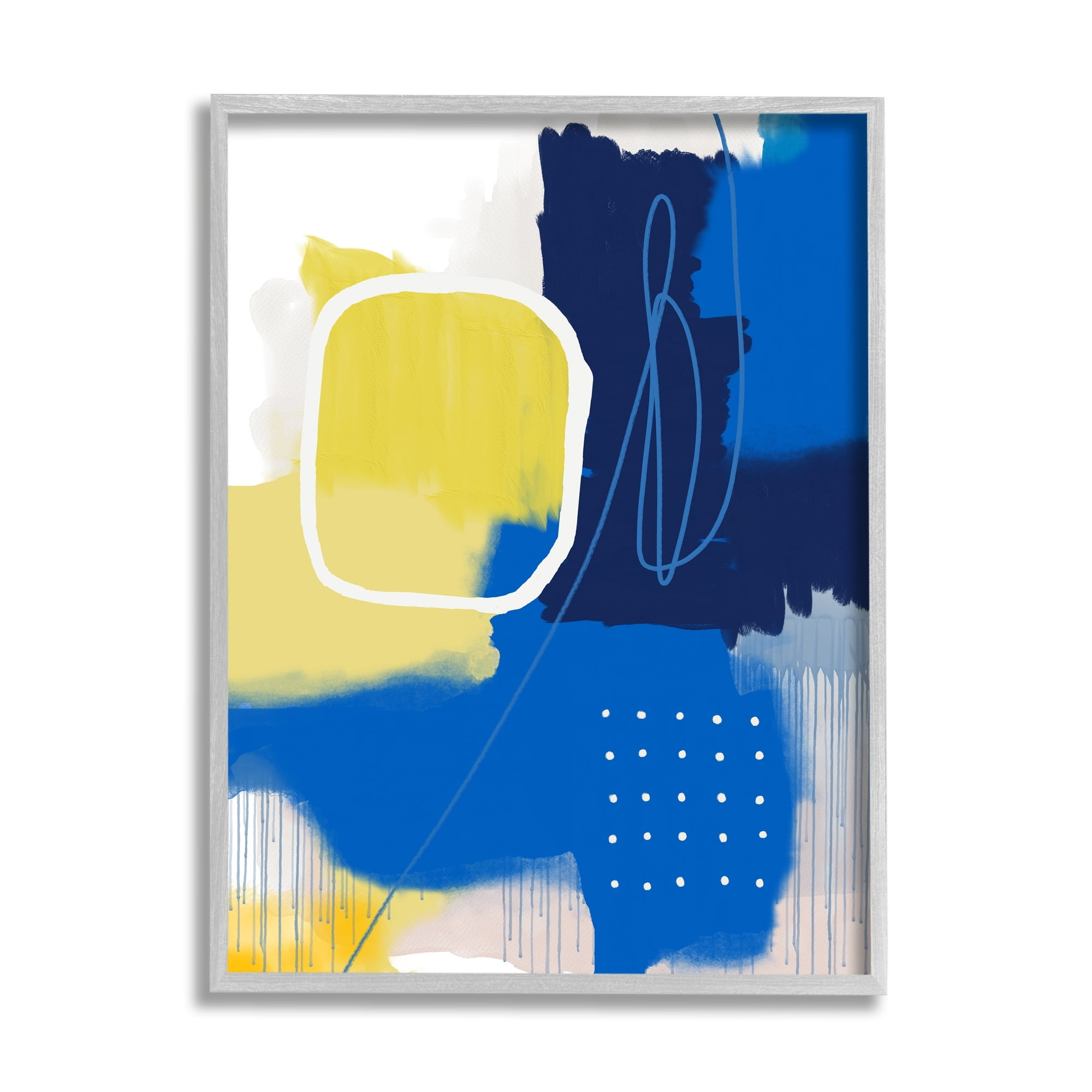 Stupell Industries Bold Blue Yellow Shape Collage Vibrant Modern Abstraction, 24 x 30, Design by Urban Epiphany