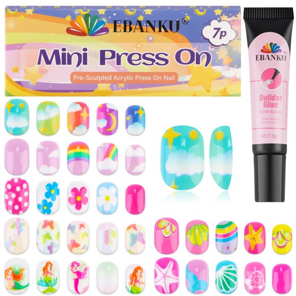 Presiona las uñas EBANKU Kids Summer Shells Butterfly x168