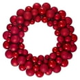 thumbnail image 2 of Northlight 3-Finish Shatterproof Ball Christmas Wreath - 24" - Red - Unlit, 2 of 4