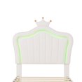 thumbnail image 5 of THOWDEE Twin Size Princess Platform Bed with Crown Shape Headboard, Upholstered Bed Frame with LED Lights, 77.20"L X 39"W X 55.1"H 350 Lbs Load, White, 5 of 9