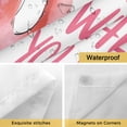 thumbnail image 5 of No Hook Shower Curtain with Snap in Liner, Pink Watercolor Tropical Flamingo Waterproof Fabric Bathroom Curtain Mesh Top Window, Animal and Quote on White Shower Curtains 72x84in, 5 of 9