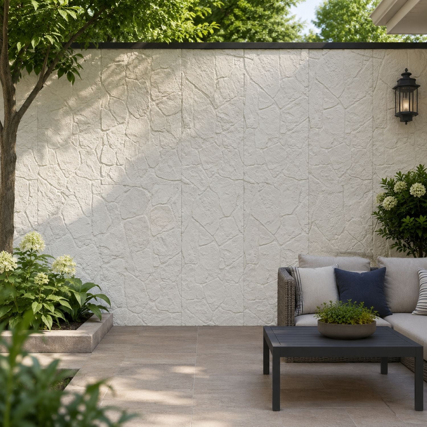 Easy4Home 4Pcs 48"x24" 3D Faux Stone Wall Panels Imitation Decorative Wall Tiles for Interior Wall Decor, Ivory White