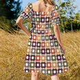 thumbnail image 4 of Block Flower (Las hojas se caen) Vestido de manga corta vestidos de manga larga ropa para mujer, 4 of 7