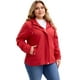 thumbnail image 2 of Abrigo de trinchera con capucha para mujer Agnes Orinda, talla grande, a prueba de viento, con cierre de cremallera y botones, chaqueta de invierno con bolsillos 3X burdeos, 2 of 5