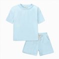 thumbnail image 4 of Toddler Girl Clothes Toddler Girls Summer Clothes Set Solid Short Sleeve T Shirt With Shorts Set Girls 2 Piece Tracksuit, 4 of 6