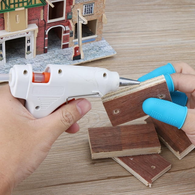 Antideslizante Pistola de pegamento caliente Tapas para dedos Funda de silicona para dedos (Azul 5 piezas) Likrtyny Batería de cocina