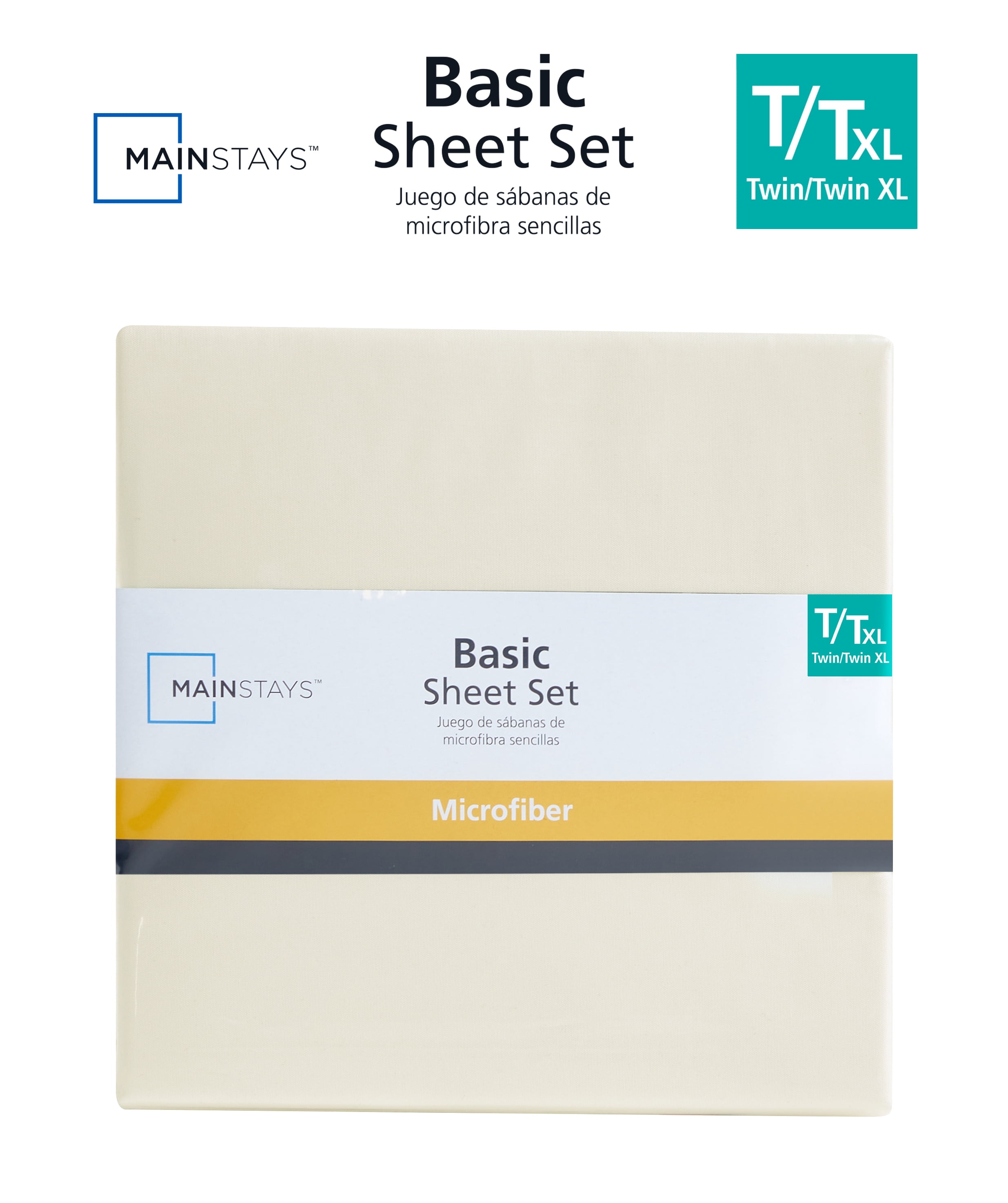 Mainstays Basic Value Microfiber Bed Sheet Set, Vanilla Dream, Twin-XL, 3 Piece