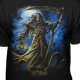 thumbnail image 3 of Teelocity Men's Skeletal Grim Reaper with Scythe and Lantern Black Relaxed Fit Short Sleeve Graphic T-Shirt, 3 of 3
