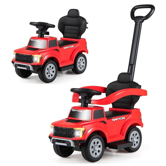 Gymax 3-In-1 Licensed Ford Stroller Sliding Walking Car w/Horn Sound LED Headlights Red
