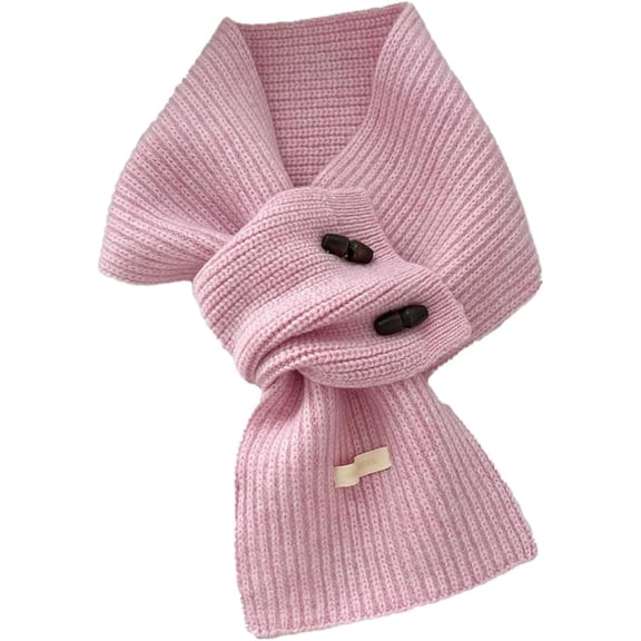 Women's Winter Warm Scarf, Pure Wool, with Wooden Buttons, Knitted Neck Warmer, Suitable for Cold Weather