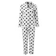thumbnail image 5 of Xyxonk Polka Dot Pajamas for Women Set Button Up Lounge Sets White Plus Size Long Sleeve Shirt and Womens Pajama Pants Soft Lounge Two Piece Loungewear White 2XL, 5 of 7