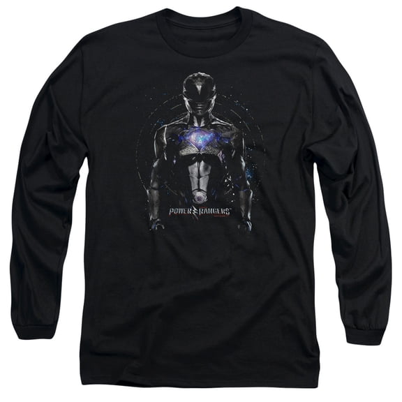 Power Rangers Black Ranger Long Sleeve Adult 18/1 T-Shirt Black