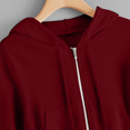 thumbnail image 4 of Cropped Zip Up Hoodie for Women Long Sleeve Casual Sweatshirt Cropped Jackets Outwear Workout Drawstring with Pockets, 4 of 5