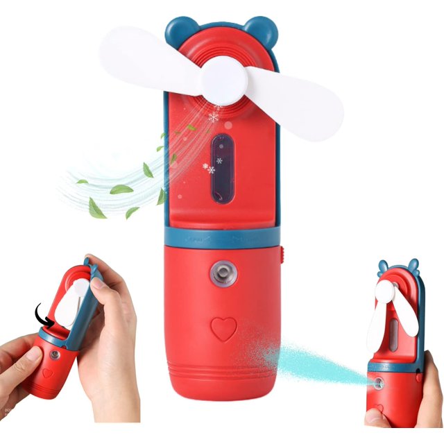 Ventilador de mano Crethink, ventilador de mano con nebulización 3 en 1, mini ventilador portátil