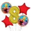 Sesame Street Elmo Balloon Bouquet 8th Birthday 5 pcs - Party Supplies