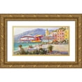 thumbnail image 1 of Obuchovsky, Yury 24x14 Gold Ornate Wood Framed with Double Matting Museum Art Print Titled - Umbrellas by the Sea, 1 of 4