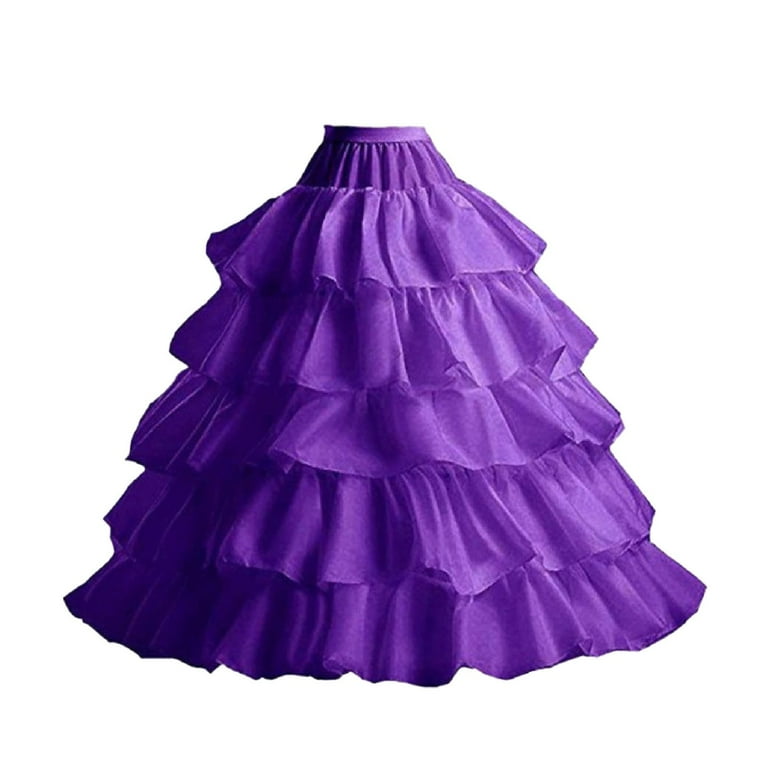 purple petticoat for wedding dress Hjychn Women Elegant Boneless Wedding Dress Long Petticoat Tutu Skirt for Bridal and Formal Events Purple One Size
