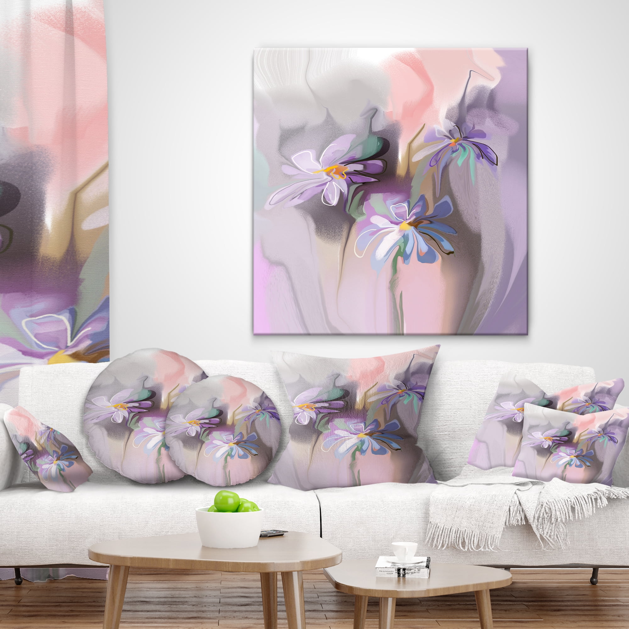 Designart Blue Daisies Watercolor - Animal Throw Pillow - 16x16