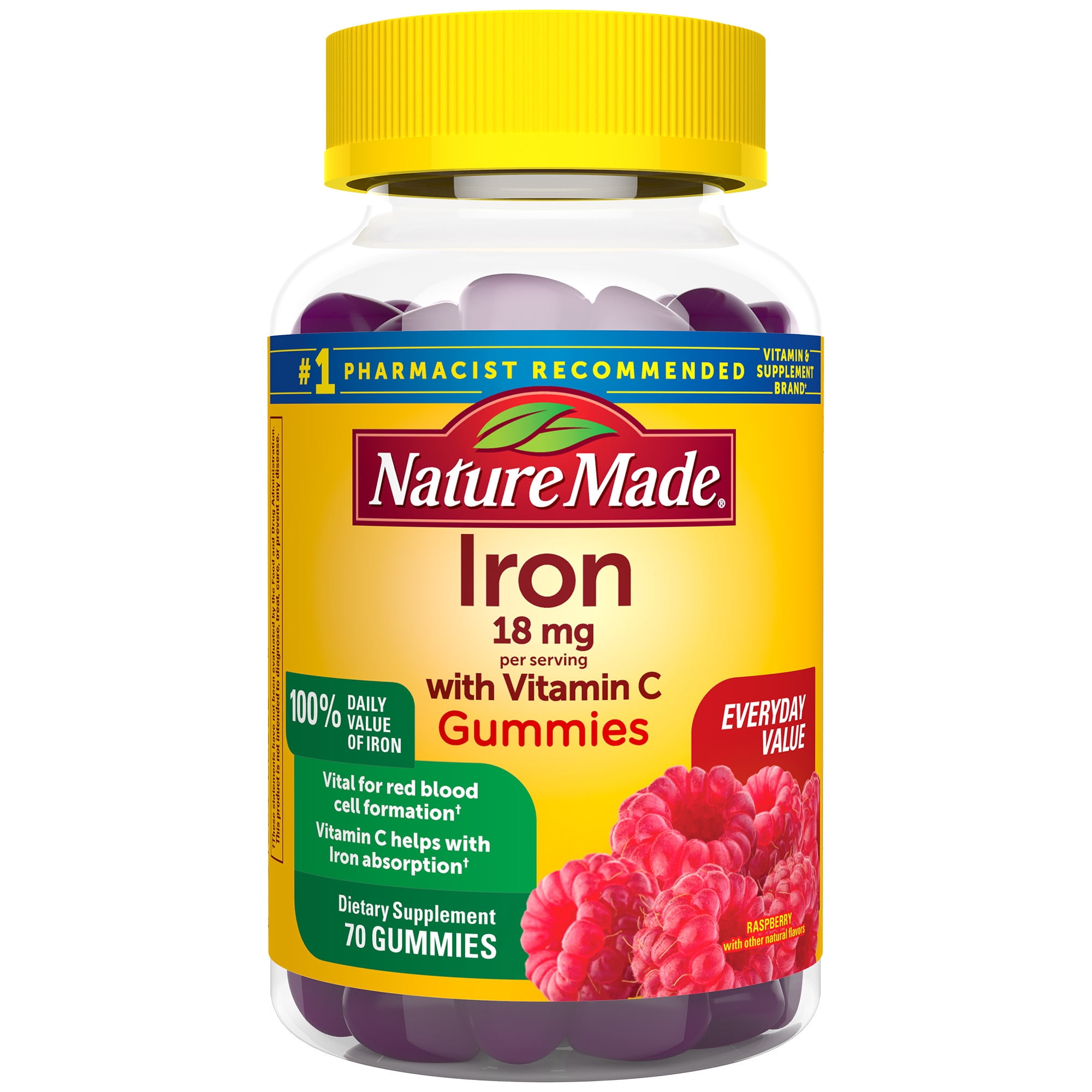 Nature Made Iron 18 mg Per Serving with Vitamin C Gummies, Dietary ...