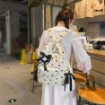 thumbnail image 3 of HUISZJ Corduroy Bow Printed Backpack, Large Capacity School Backpack With Bowknot, Reusable Shoulder Bag for Work School Outdoor (White), 3 of 10