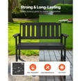 thumbnail image 2 of KFFKFF Outdoor Bench, 50.5-inch, Supports Up to 800 lbs for 2-3 People, Durable Plastic Frame with Comfortable Backrest and Spacious Armrests, Ideal for Patio, Garden, Park, Yard, or Porch, Black, 2 of 9