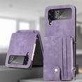 thumbnail image 2 of SaniMore for Samsung Galaxy Z Flip 4 6.7" 2022 Case, Detachable Zipper Wallet Card Slots Kickstand Wireless Charging Wear-resistant PU Leather Shockproof Folding Case for Galaxy Z Flip 4, Purple, 2 of 9