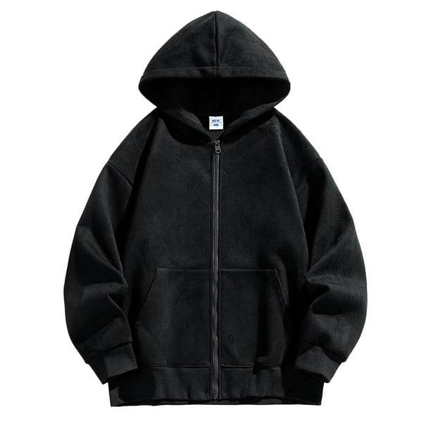 Gibobby Sudadera de cierre hombre Sudadera con Capucha y Cierre de Forro Polar para Hombre(Negro,CH)