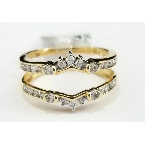 1 Ct Round Cut Moissanite Enhancer Wedding Ring Guard Wrap 14k Yellow Gold Plated