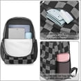 thumbnail image 4 of Black and Gray Checkered Pattern 17" School Backpacks for Teens,Waterproof Oxford Fabric,S-Shape Padded Straps for School,Travel,Hiking,Camping, 4 of 6