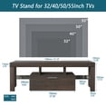thumbnail image 7 of BTMWAY TV Stand for 55 Inch TV, Wooden TV Cabinet with LED Lights, Storage Drawer and Glass Shelves, Farmhouse Wood TV Console Table for Flat Screen Television, Entertainment Center, Brown, 7 of 7
