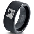 thumbnail image 1 of Tungsten Oregon The Beaver State Love Heart Band Ring 9mm Men Women Comfort Fit Black Flat Cut Brushed Polished, 1 of 4