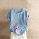 thumbnail image 4 of Camisetas de Manga Corta para Mujeres, Camiseta de Manga Corta Impresa Casual Hecha de 95% Poliéster 5% Spandex para Todas las Estaciones, Camisetas de Manga Corta para Mujeres, 4 of 6