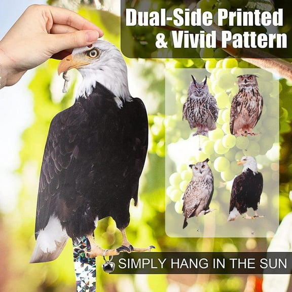 Ruifaya Owl to Keep Birds Away Dispelling Bird Owl Fake Owl Reflective Hanging Bird~