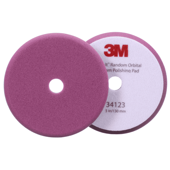3M Perfect-It Random Orbital Foam Polishing Pad 34123, 5 Inch (130 mm), Purple, 2 Pads/Bag