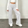 thumbnail image 6 of ITSAME Girls High Waisted Sweatpants Wide Leg Relaxed Fit Solid Color Fall Athletic Casual Joggers White Size 7, 6 of 10